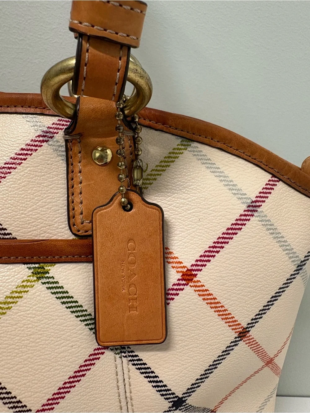 Coach F10924 Peyton Tattersall Pocket Tote